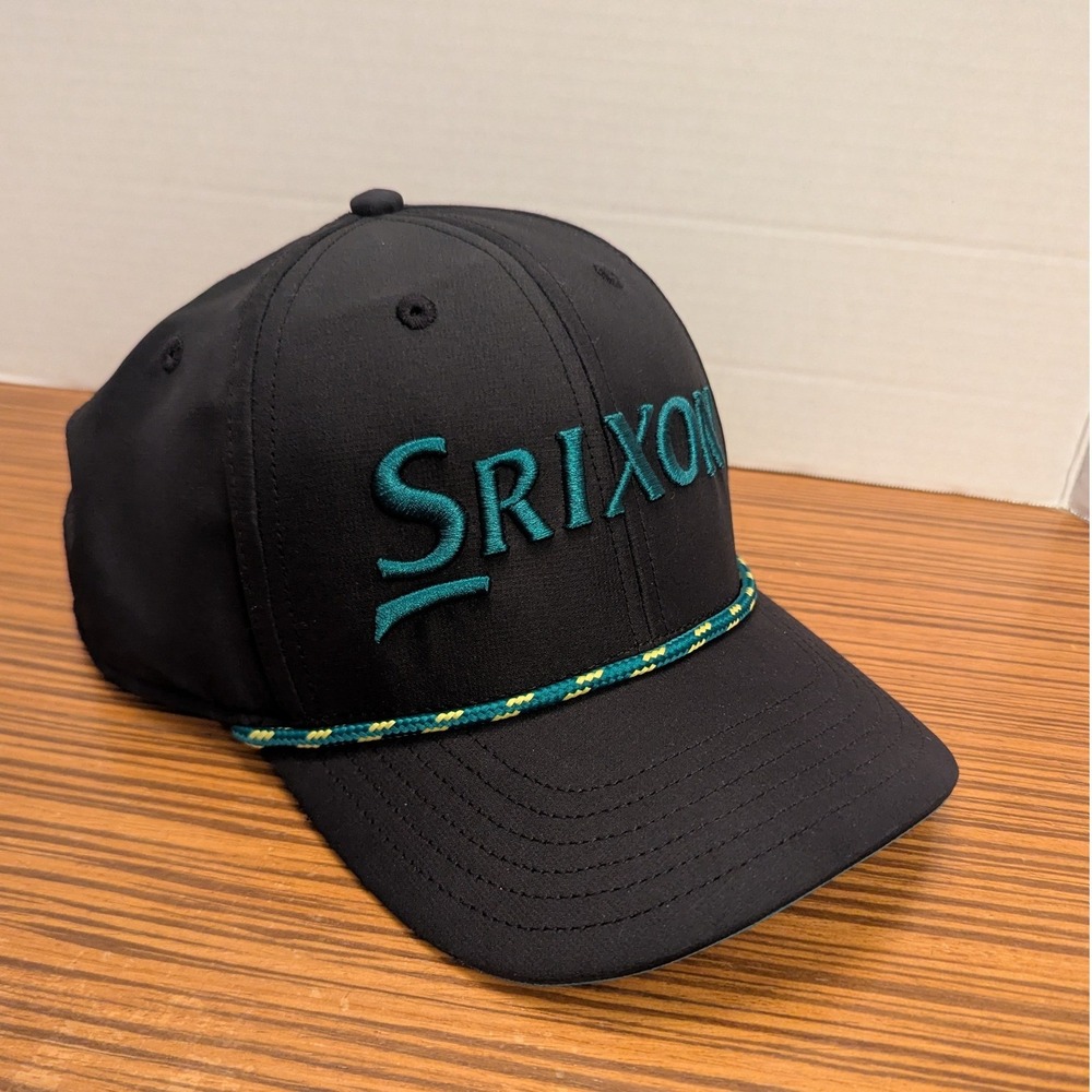 Srixon Golf Hat Cap Black Teal Yellow Rope Snapback Mens NWOT